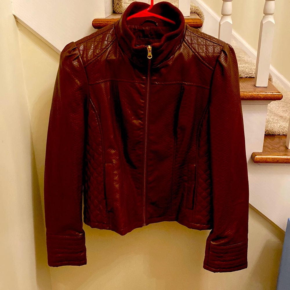 Brown Pleather Jacket- Great condition!